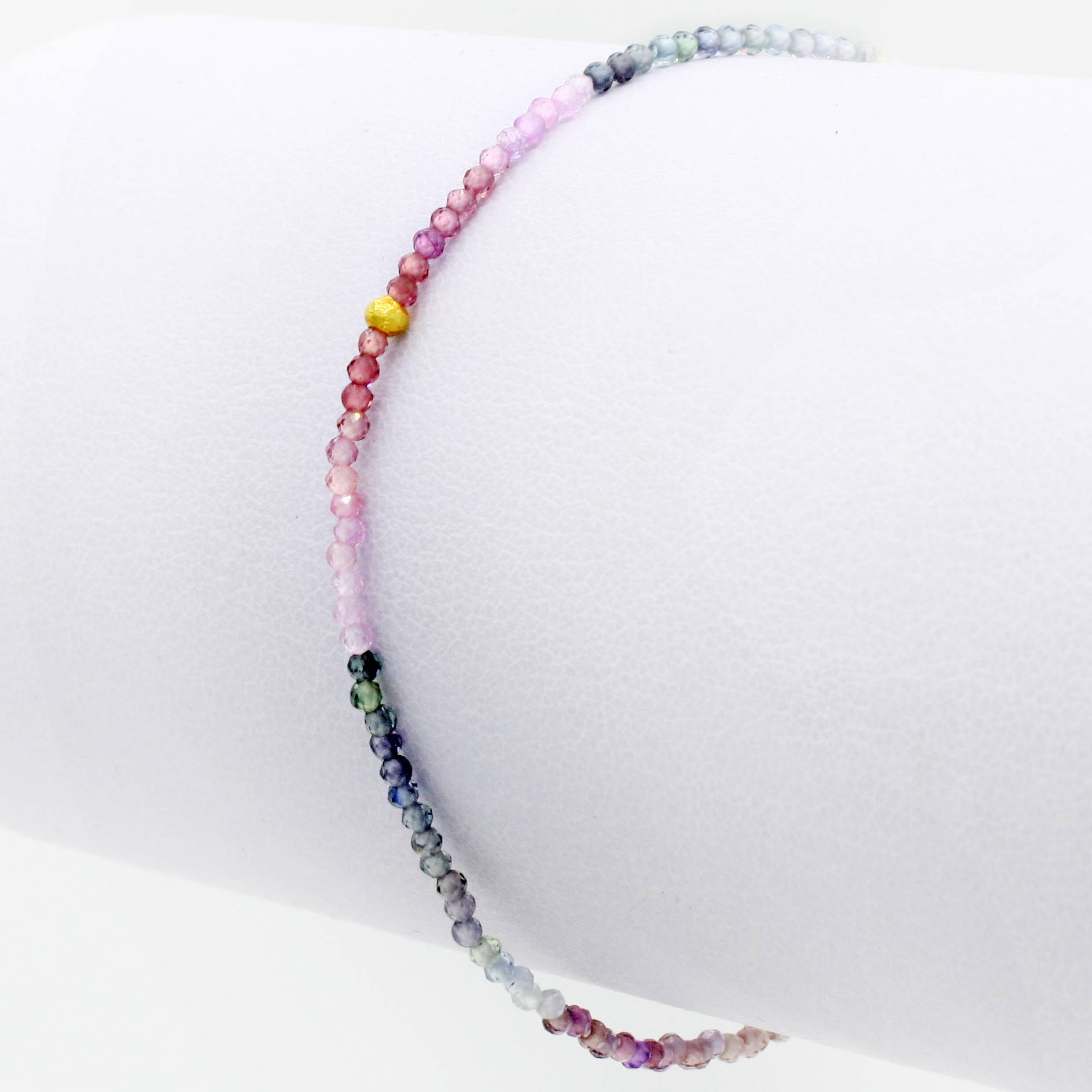 Margaret Solow Jewelry | Pink Sapphire + 18k Gold Beaded Bracelet | Firecracker
