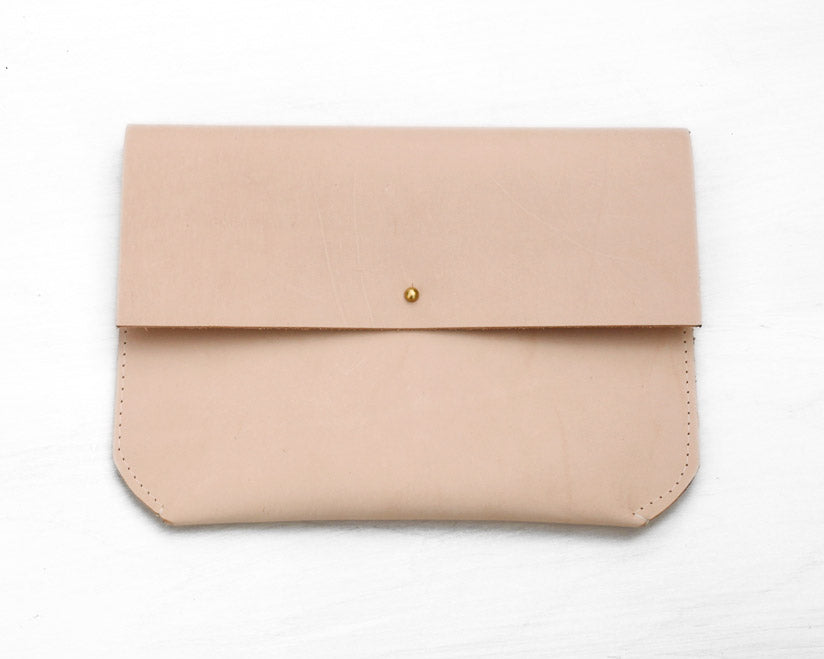 Matine | Geometric Leather Clutch (Veg-Tan) | Firecracker