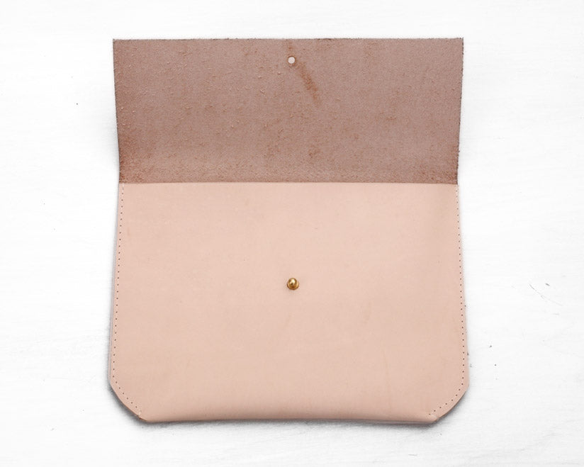 Matine | Geometric Leather Clutch (Veg-Tan) | Firecracker