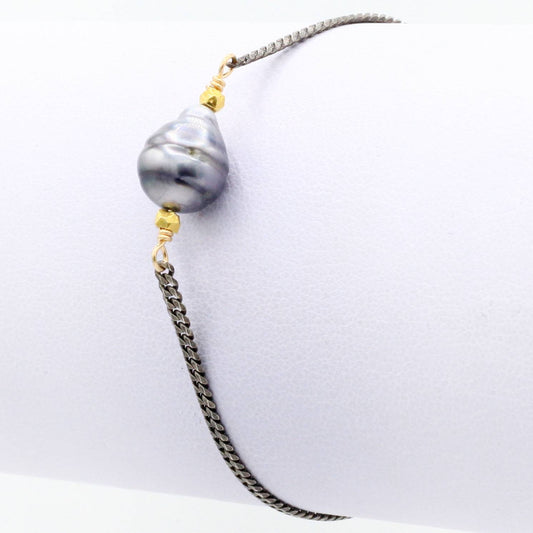 Robindira Unsworth Jewelry | Tahitian Pearl + Oxidized Sterling Silver Bracelet