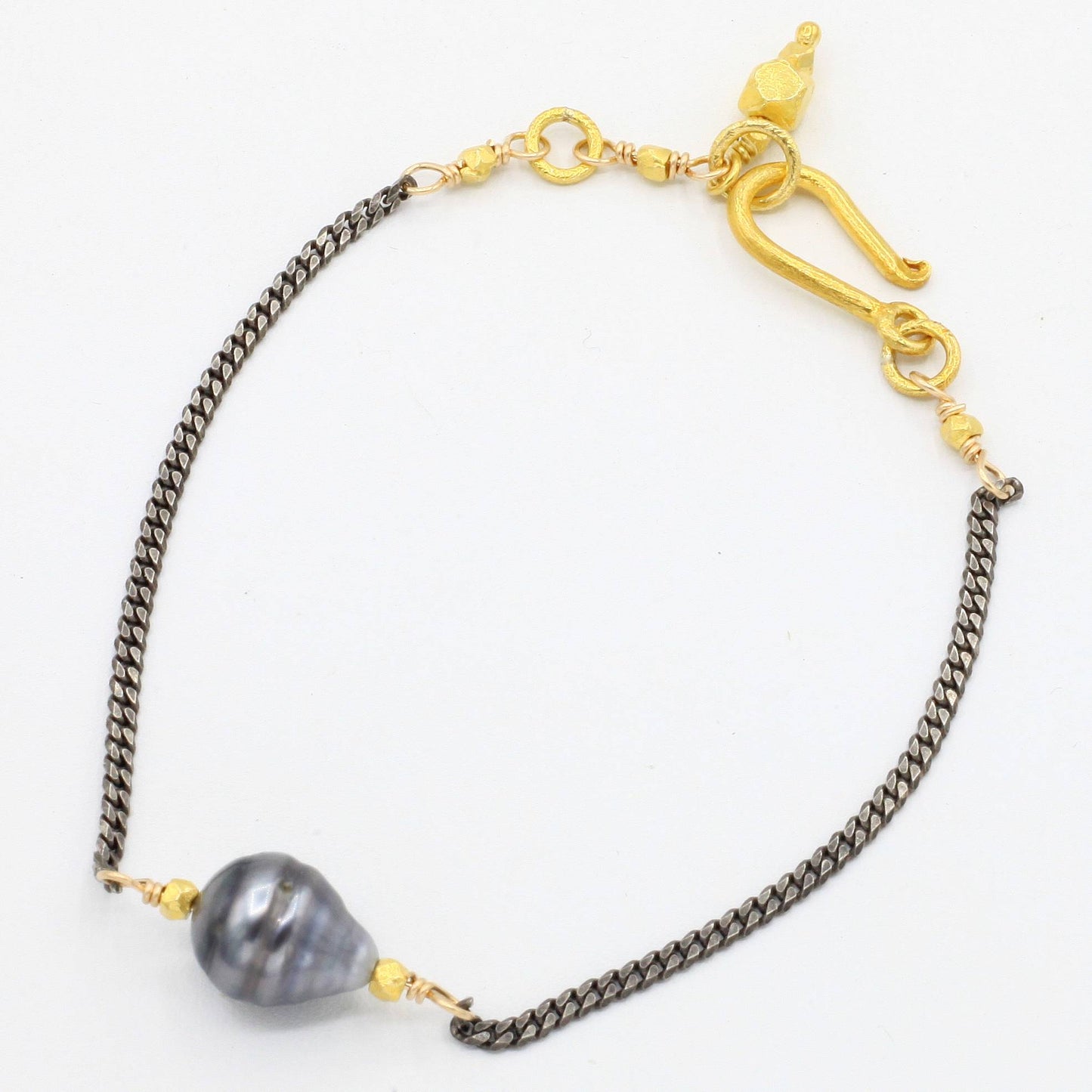 Robindira Unsworth Jewelry | Tahitian Pearl + Oxidized Sterling Silver Bracelet | Firecracker
