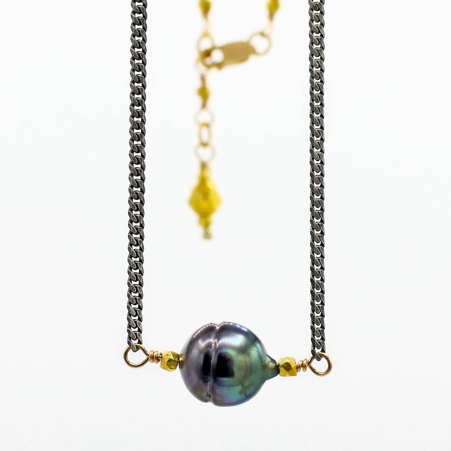 Robindira Unsworth Jewelry | Tahitian Pearl + Oxidized Sterling Silver Necklace | Firecracker
