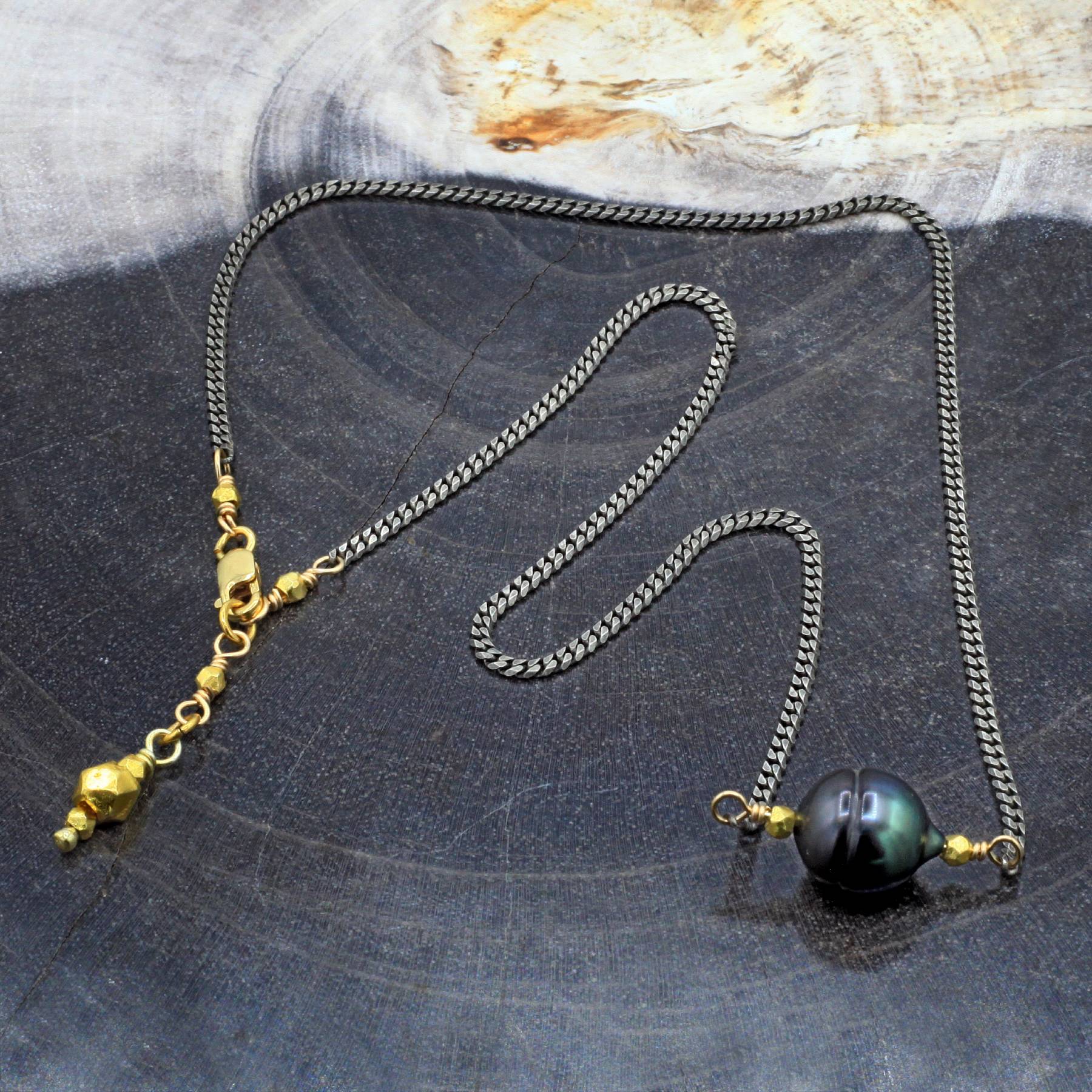 Robindira Unsworth Jewelry | Tahitian Pearl + Oxidized Sterling Silver Necklace | Firecracker