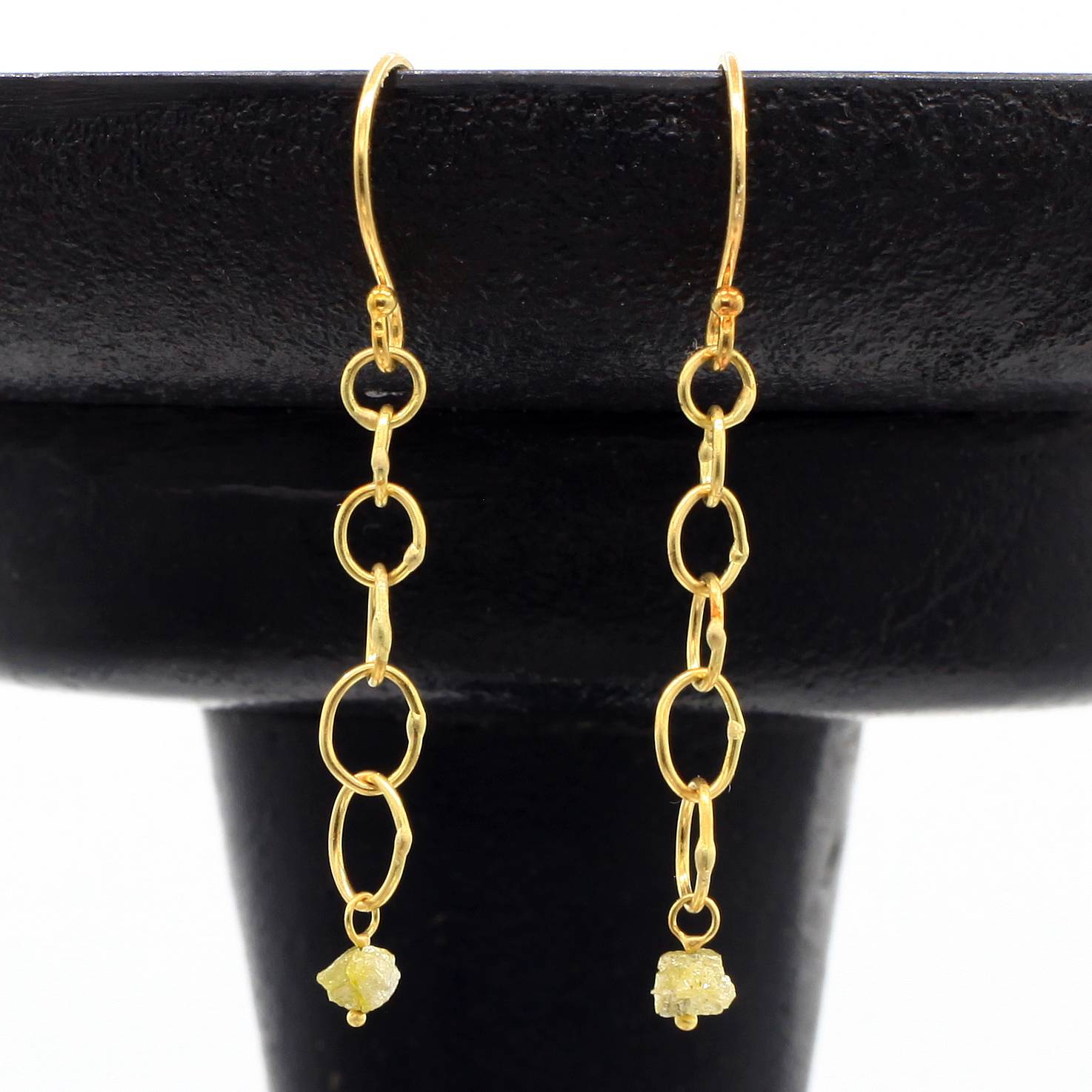 Sarah McGuire Studio | "Babble" 18k Gold + Rough Diamond Earrings | Firecracker