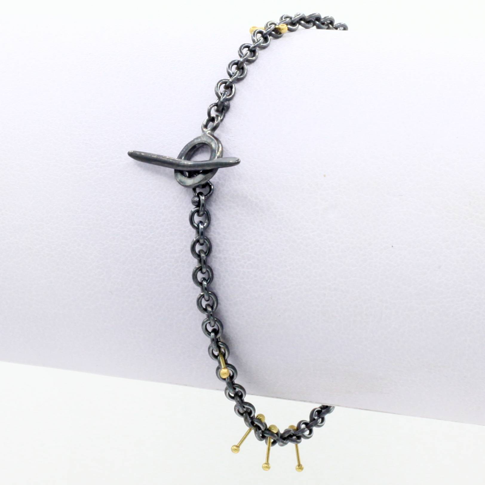 Sarah McGuire Studio | "Heavy Pinned" Oxidized Silver + 18k Gold Chain Bracelet | Firecracker