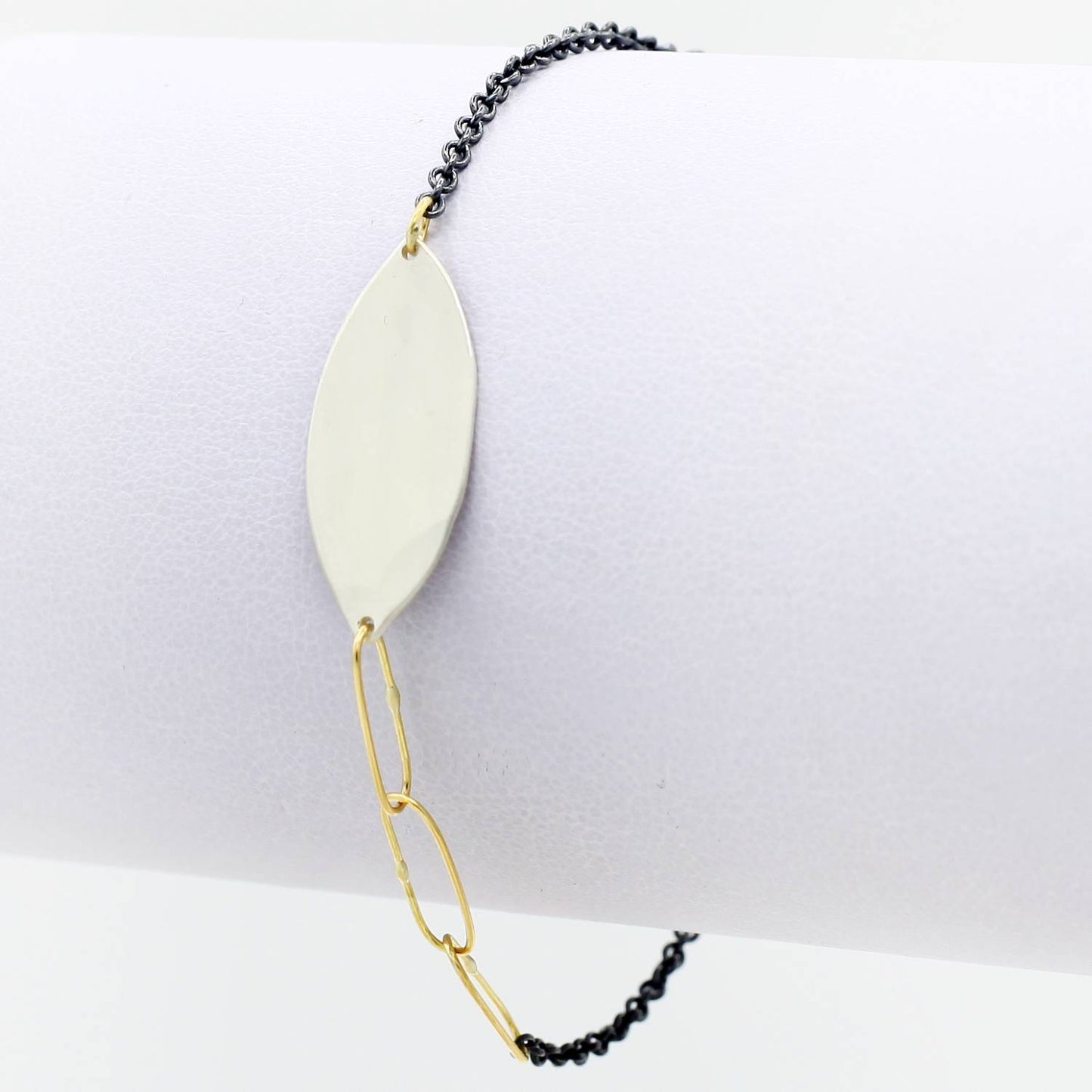 Sarah McGuire Studio | "Petal" Oxidized Silver + 18k Gold Chain Bracelet | Firecracker