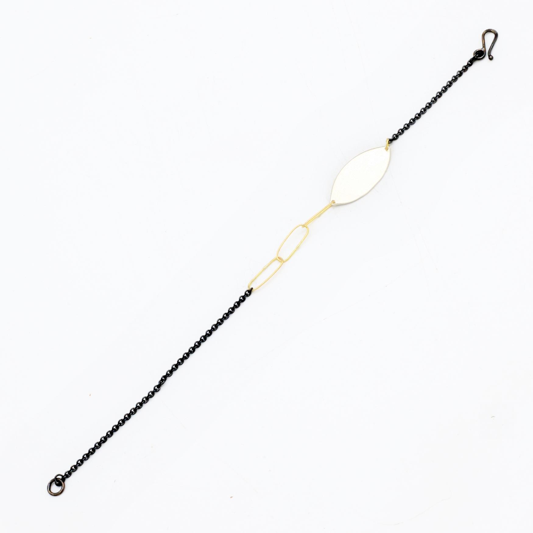 Sarah McGuire Studio | "Petal" Oxidized Silver + 18k Gold Chain Bracelet | Firecracker