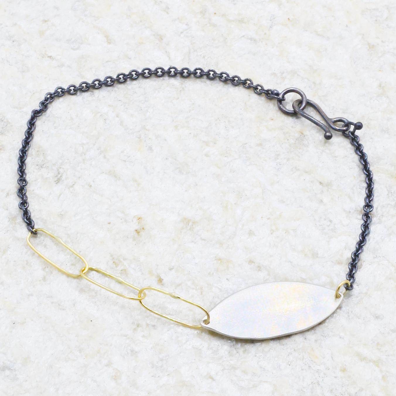 Sarah McGuire Studio | "Petal" Oxidized Silver + 18k Gold Chain Bracelet | Firecracker