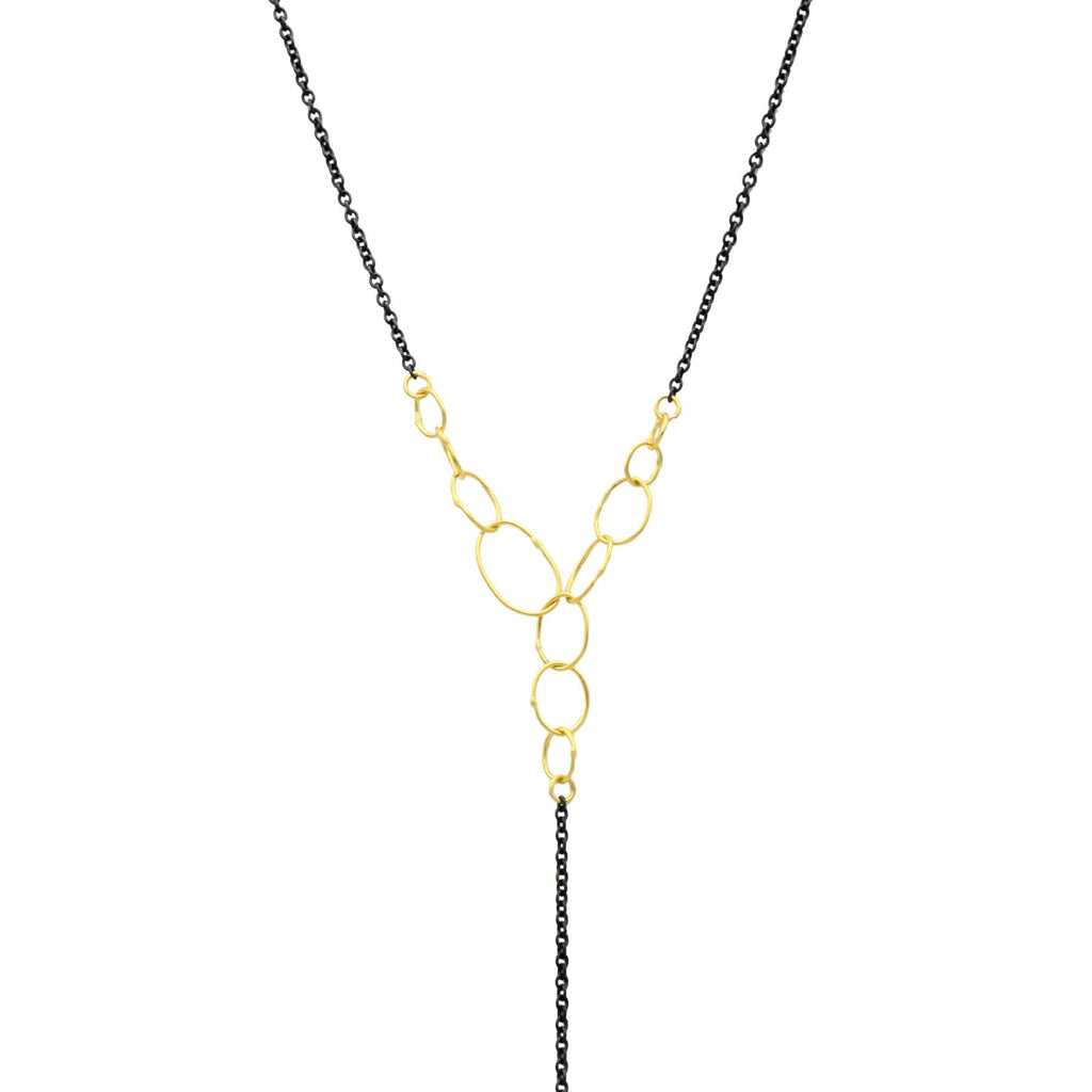Sarah McGuire Studio | "Babble" Lariat with 18k Gold + Sterling Silver | Firecracker