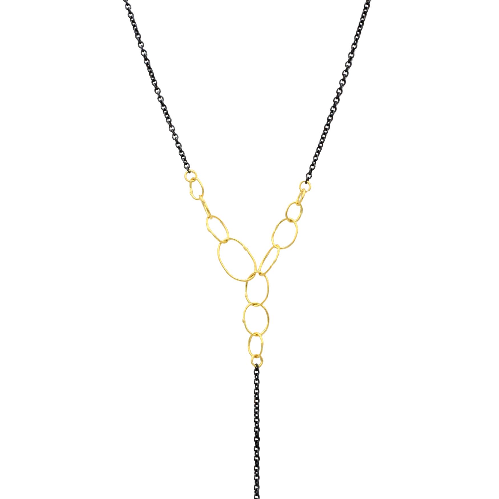 Sarah McGuire Studio | "Babble" Lariat with 18k Gold + Sterling Silver | Firecracker