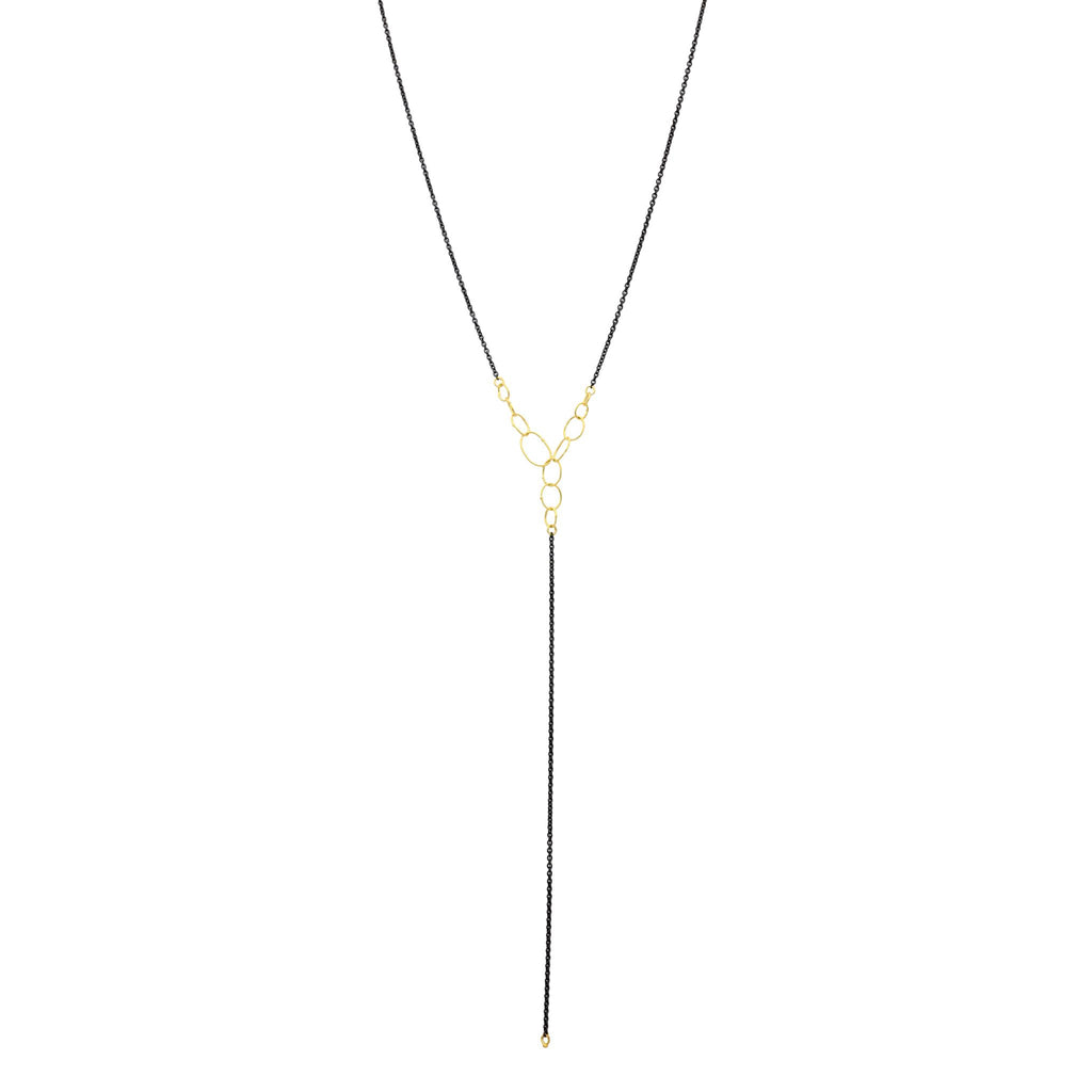 Sarah McGuire Studio | "Babble" Lariat with 18k Gold + Sterling Silver | Firecracker