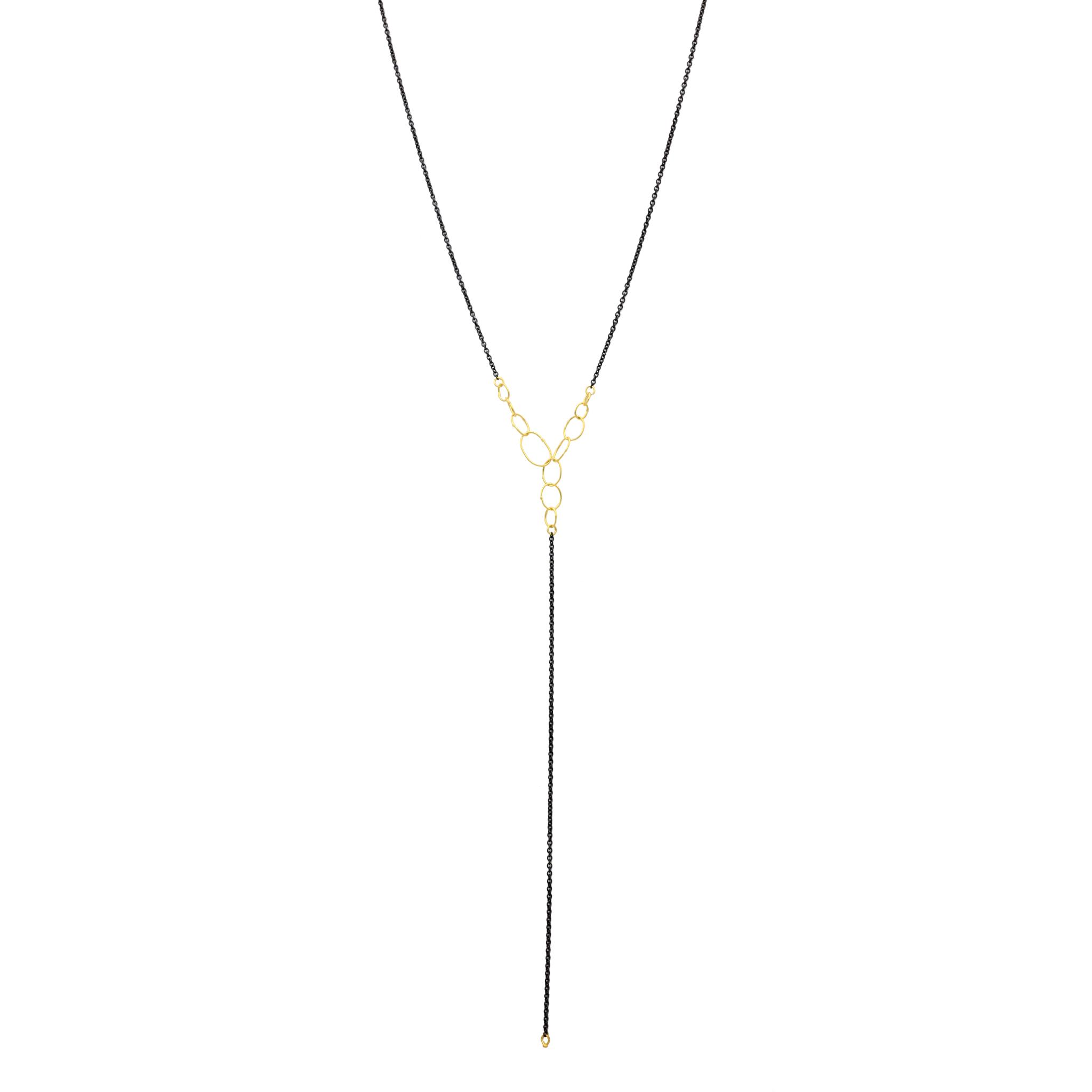 Sarah McGuire Studio | "Babble" Lariat with 18k Gold + Sterling Silver | Firecracker