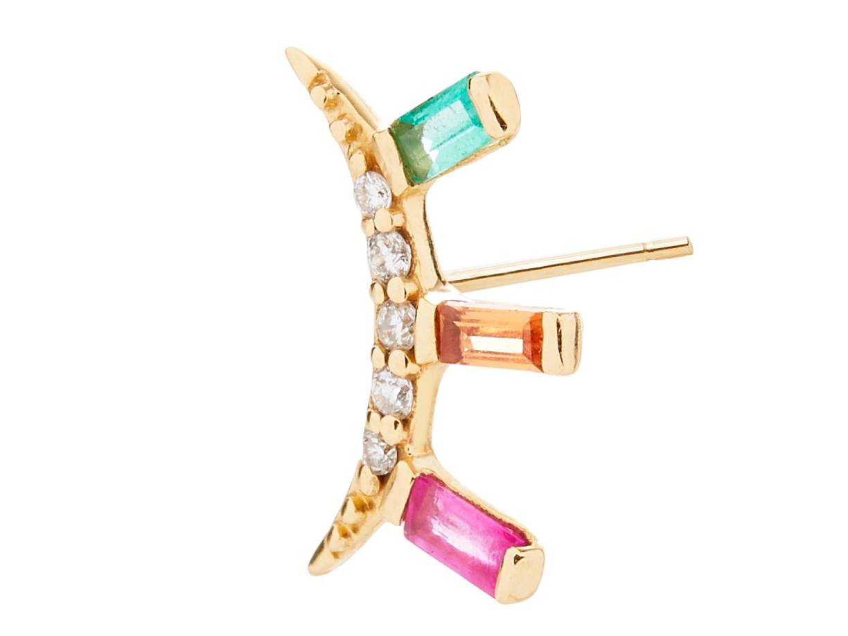 Scosha | Ariel Rainbow Moonstone + 10K Gold Stud Earring | Firecracker