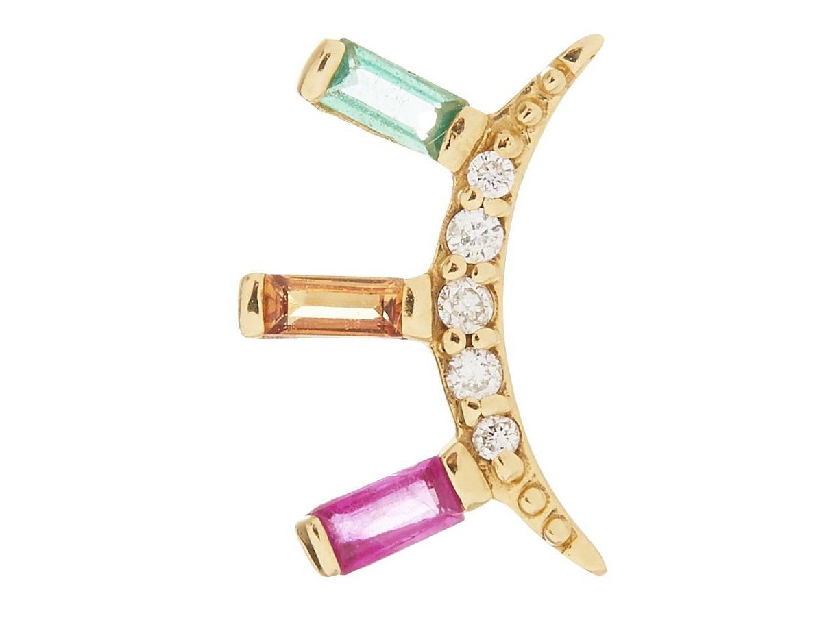 Scosha | Ariel Rainbow Moonstone + 10K Gold Stud Earring | Firecracker