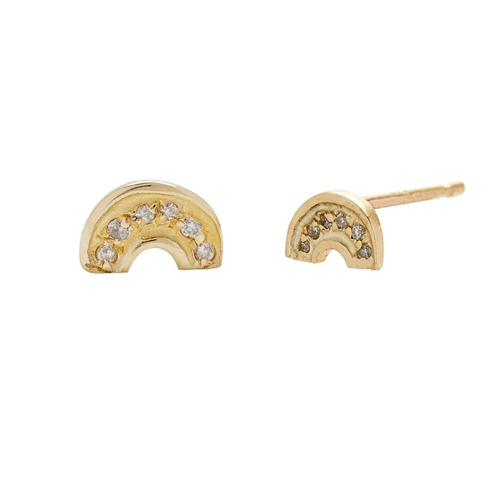 Scosha | Diamond + 10k Gold "Rainbow" Stud Earring | Firecracker