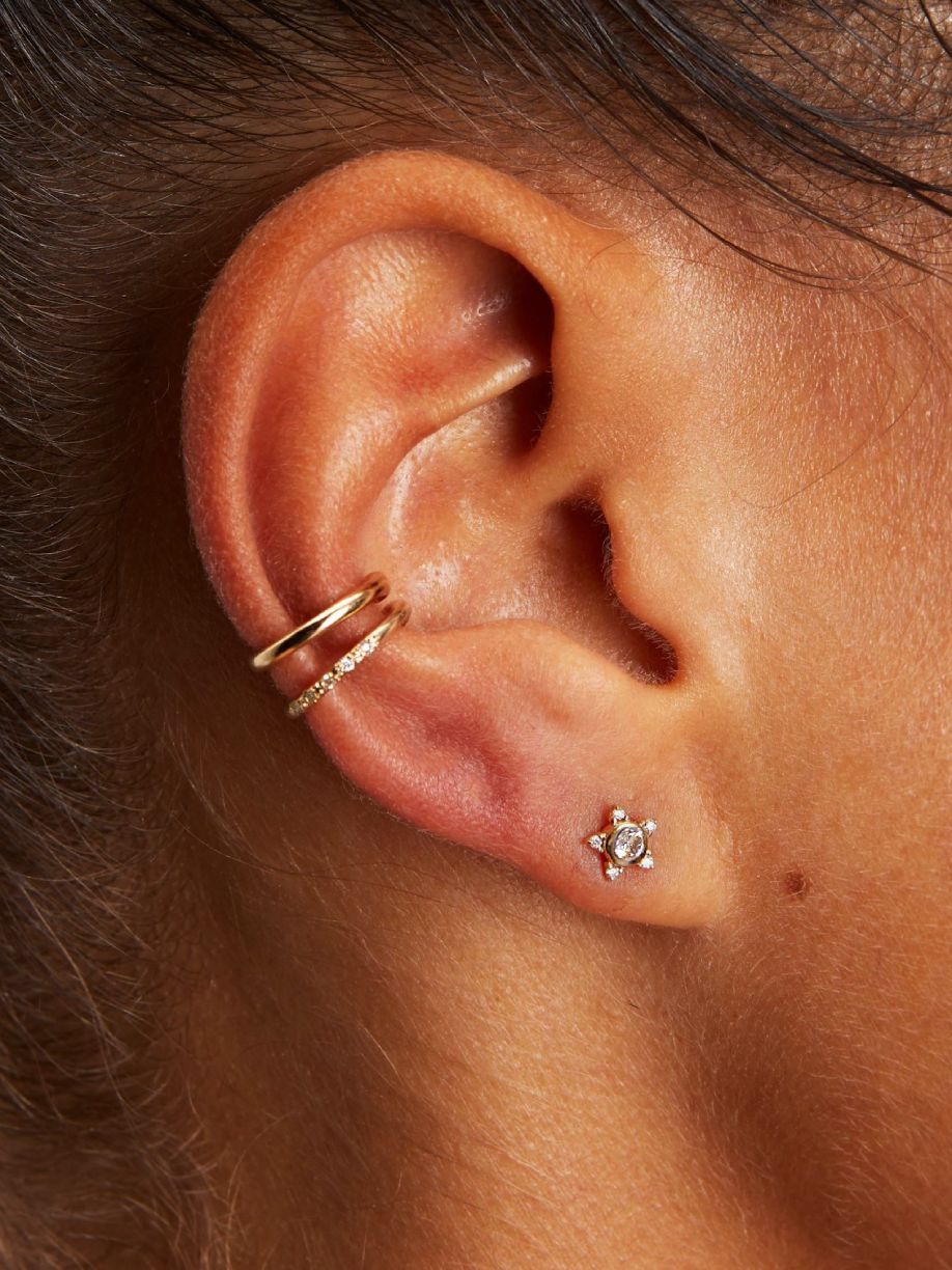 Scosha | Diamond Star + 10k Gold Stud Earring | Firecracker