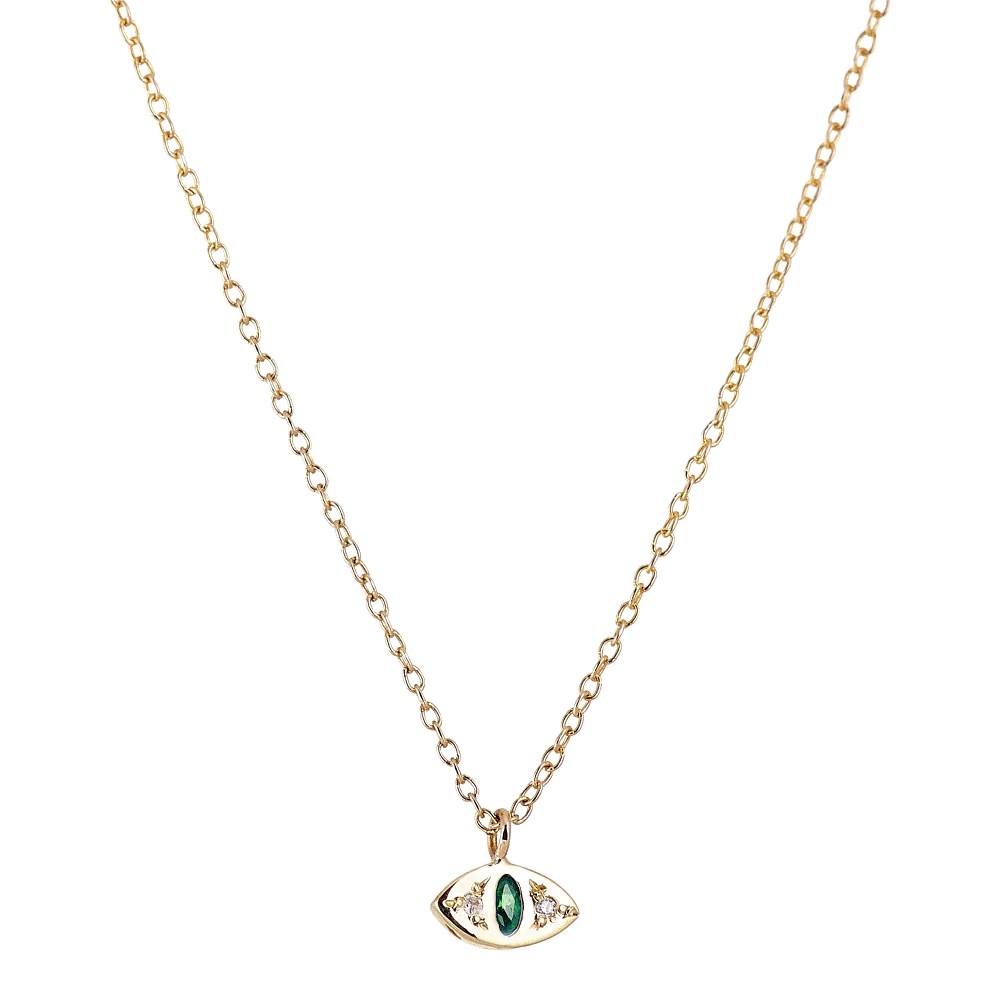 Scosha | Emerald + 10k Gold Cat Eye Pendant Necklace | Firecracker