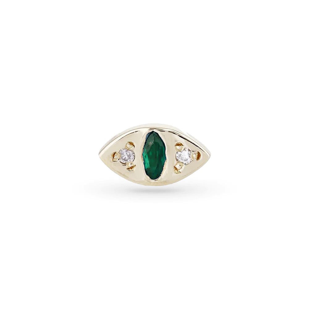 Scosha | Emerald + 10k Gold "Cat Eye" Stud Earring | Firecracker