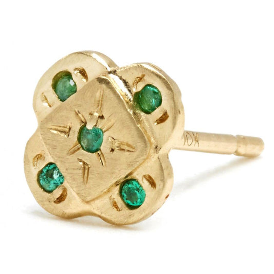 Scosha | Emerald Endless Knot + 10k Gold Stud Earring | Firecracker