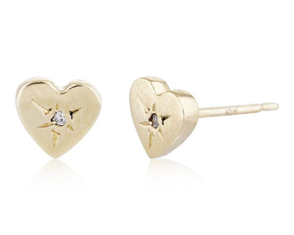 Scosha | Diamond Heart + 10k Gold Stud Earring | Firecracker
