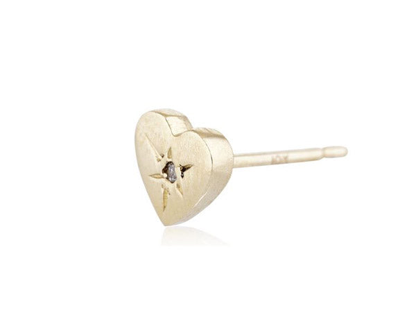 Scosha | Diamond Heart + 10k Gold Stud Earring | Firecracker