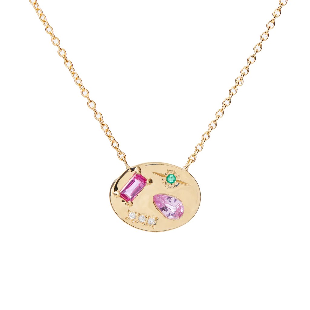 Scosha | Pink Night Market + 10k Gold Signet Necklace | Firecracker