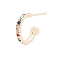 Scosha | Rainbow Gemstone + 10k Gold Huggie Earring | Firecracker
