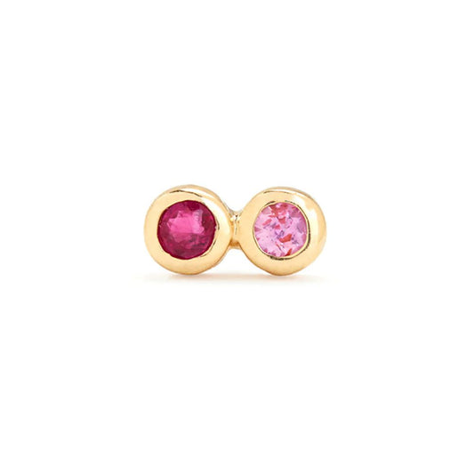 Scosha | Ruby, Pink Sapphire + 10k Gold Infinity Stud Earring |  Firecracker