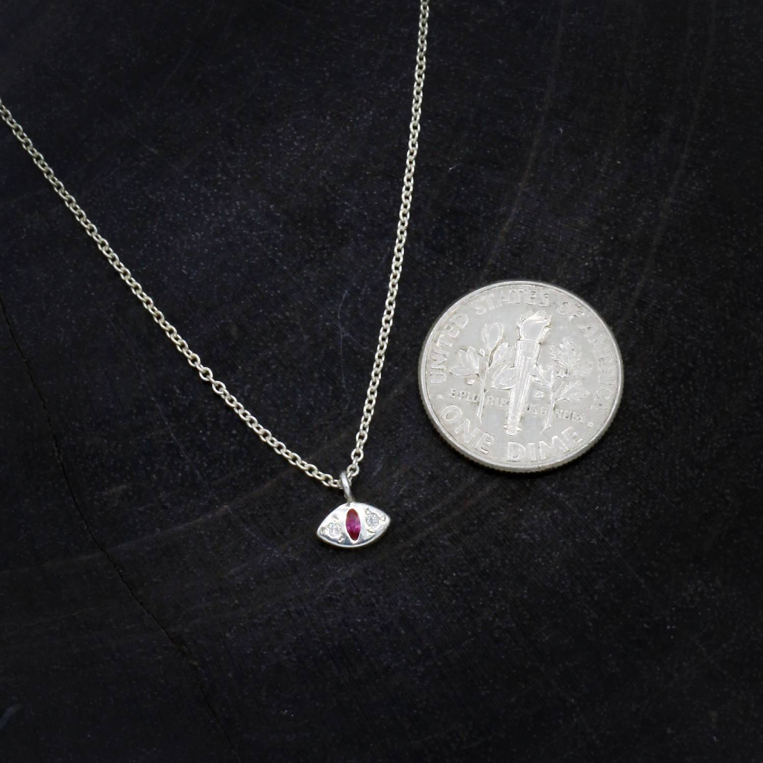 Scosha | Ruby + Sterling Silver Cat Eye Pendant Necklace | Firecracker