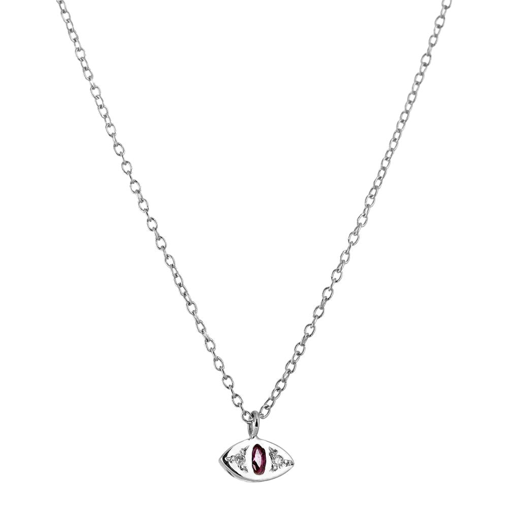 Scosha | Ruby + Sterling Silver Cat Eye Pendant Necklace | Firecracker