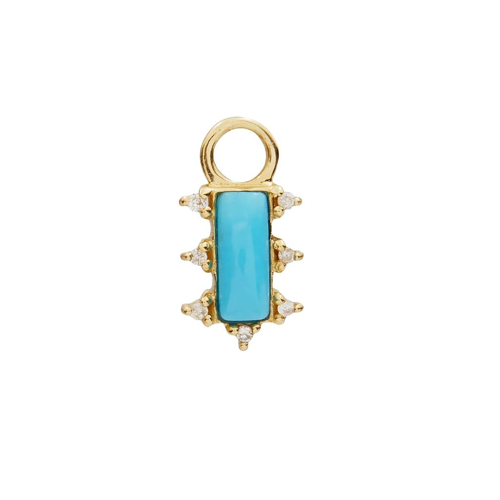 Scosha | Turquoise + Diamond 10k Gold "Mosaic" Earring Charm | Firecracker