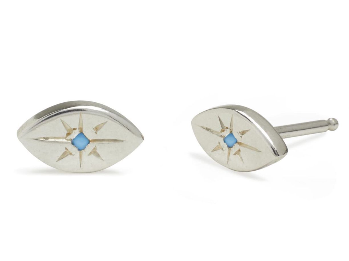 Scosha | Turquoise Evil Eye + Sterling Silver Stud Earring | Firecracker